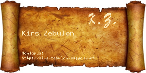 Kirs Zebulon névjegykártya